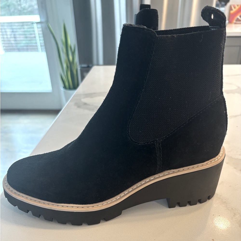 Black suede Dolce Vita wedge boots size 7.5